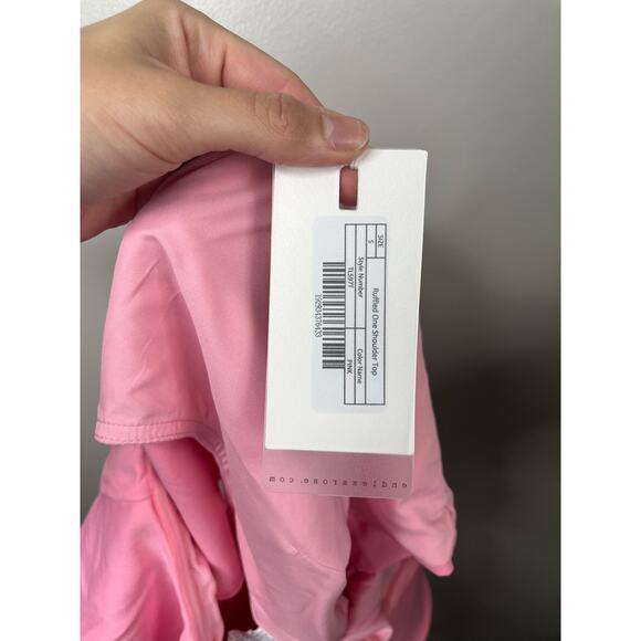 Endless Rose Pink One Shoulder Cropped Ruffle Top Fairy Pink Aesthetic Top NWT S - Picture 7 of 7
